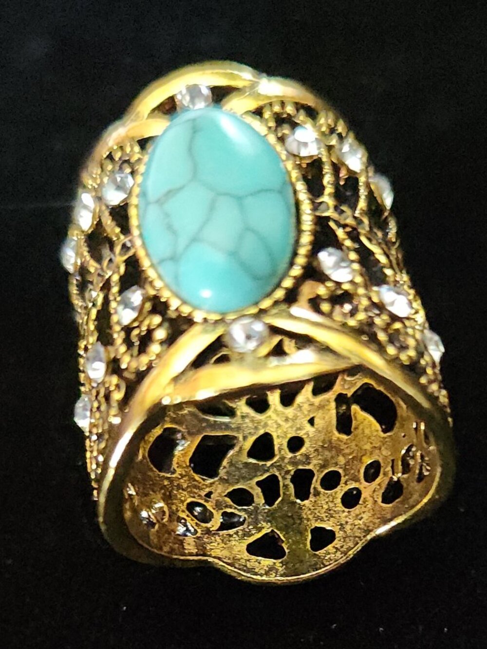 SCARF SLIDE faux TURQUOISE Stone w RHINESTONES NEW by Ornaments Collection